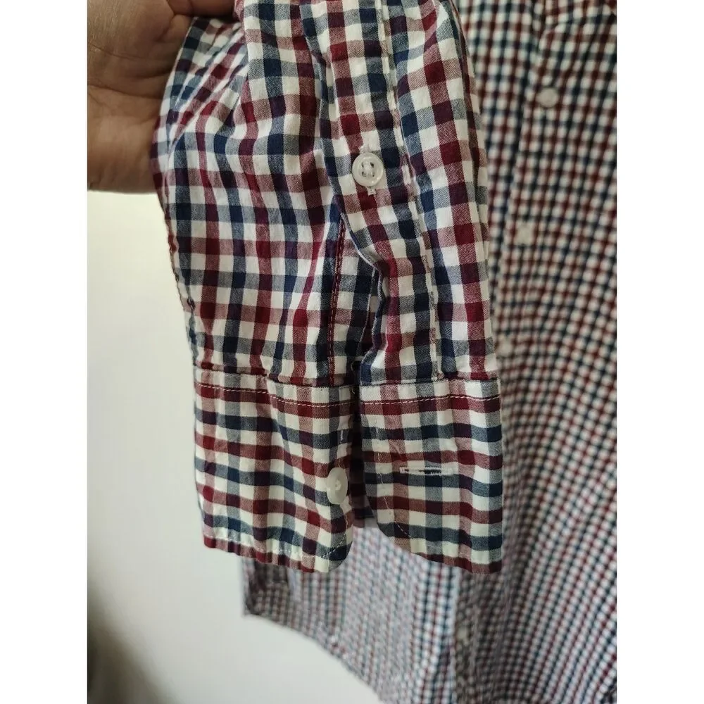 J.Crew Flex Washed Slim Gingham Button Down Shirt Men's Large Red Blue Cotton